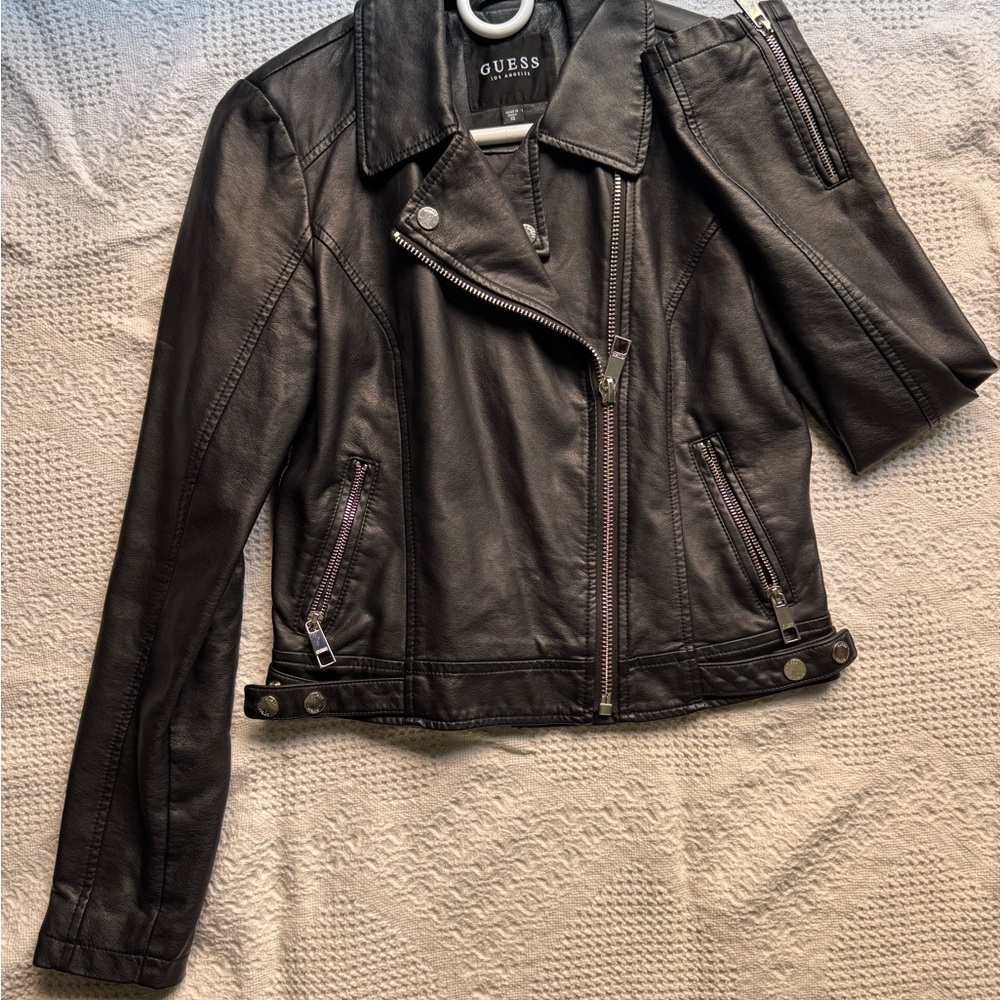 GUESS Black Leather Jacket for Women
